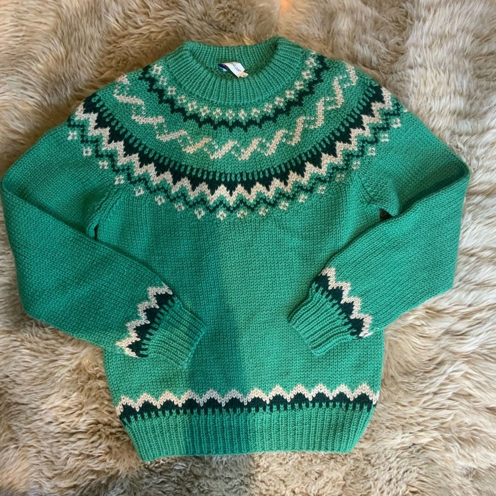Moncler Emerald and Ivory Patterned Crewneck Sweater